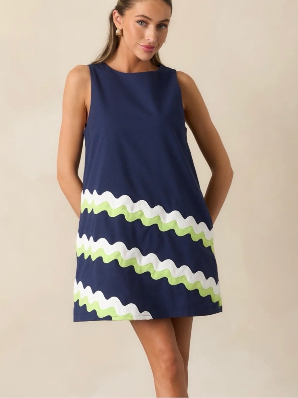 Prosperina Catania Navy Cotton Mini Shift Dress XS